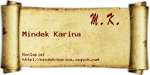 Mindek Karina névjegykártya